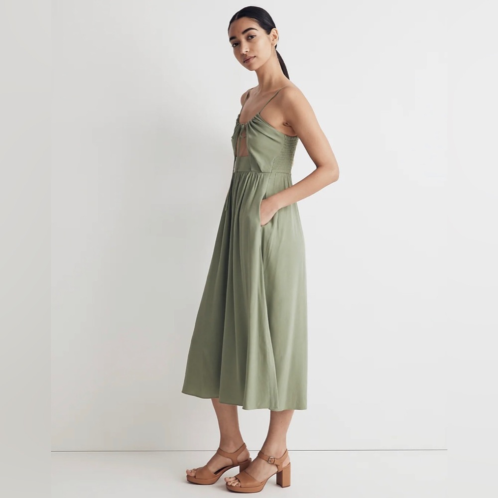 NWT Madewell Cut-Out Cami Midi Dress Sage
